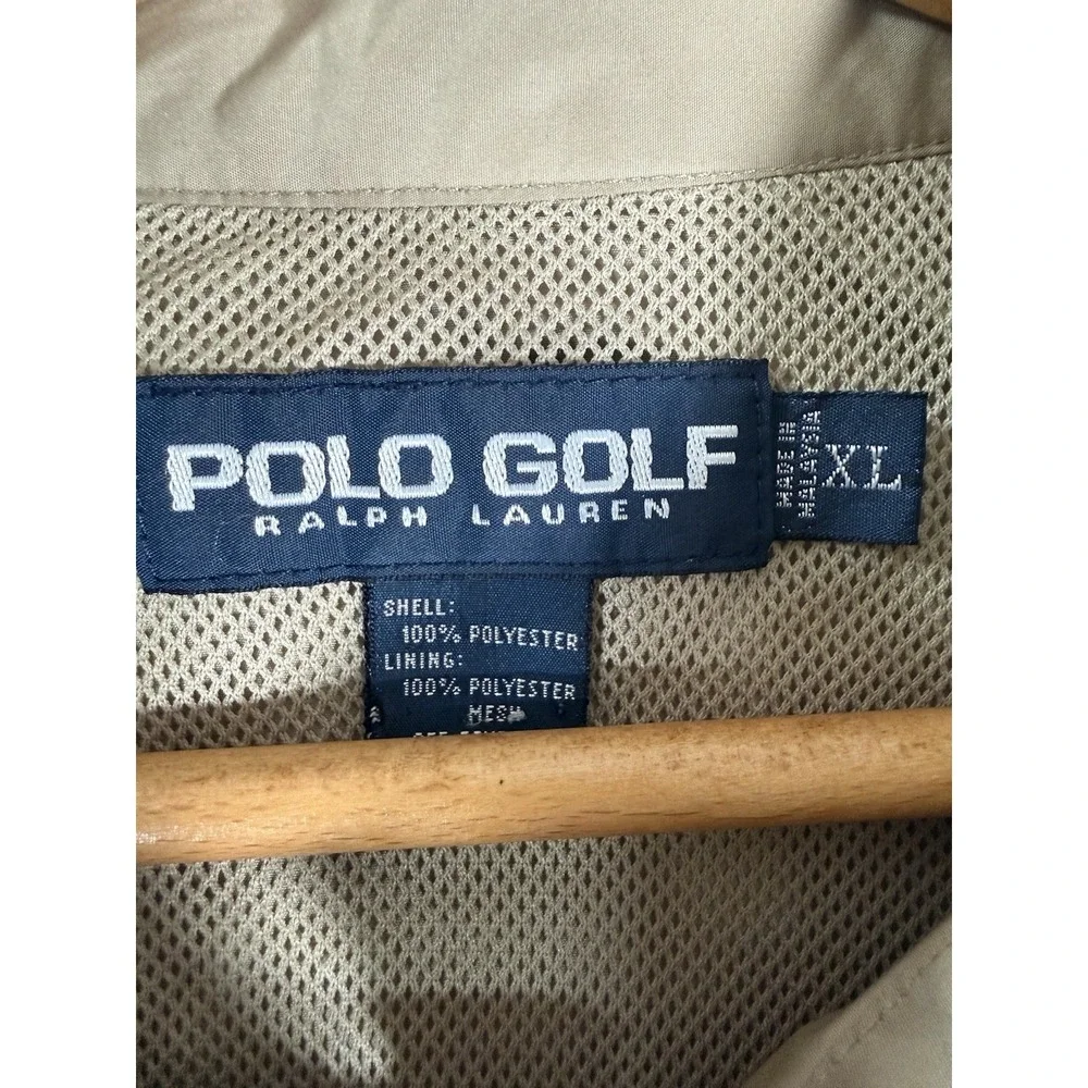 Polo Golf Ralph Lauren Jacket Men's XL Tan Harrington Full Zip Crest Logo